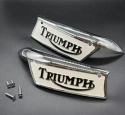 Triumph T120, T140 tank badges, chrome,cream